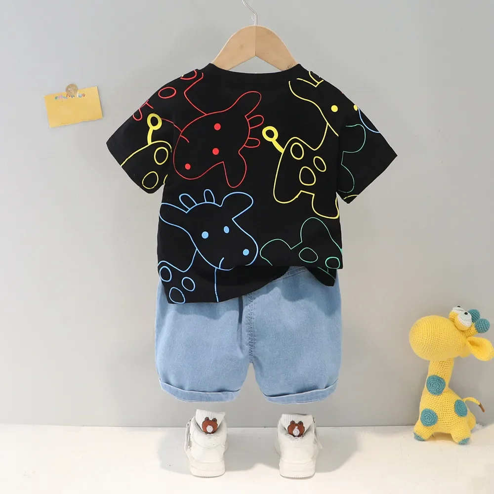 2022 Summer Boys Clothing Cute Cotton Cartoon Kids T-Shirt Set + Casual Pants 2 Piece Baby Boy Suit Clothes