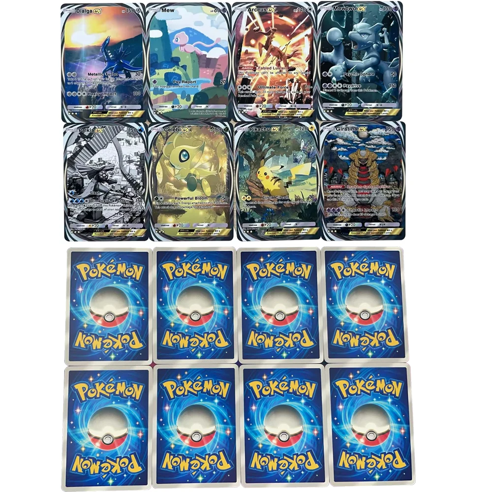 

8Pcs/set Anime PTCG TCG POCKET Collection Card English Mew Arceus Mewtwo Celebi Refractive Color Flash Card Child Gifts