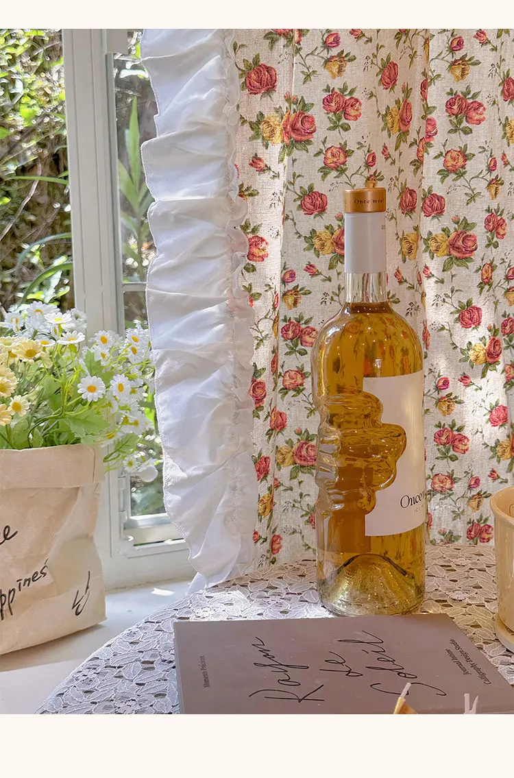 Amerikanische Rüschen vorhänge, bedruckte Rosen schlafzimmer im französischen Landschafts stil aus Spitze, Erkerfenster im Ins-Stil, Bildschirm vorhänge – Detail 13