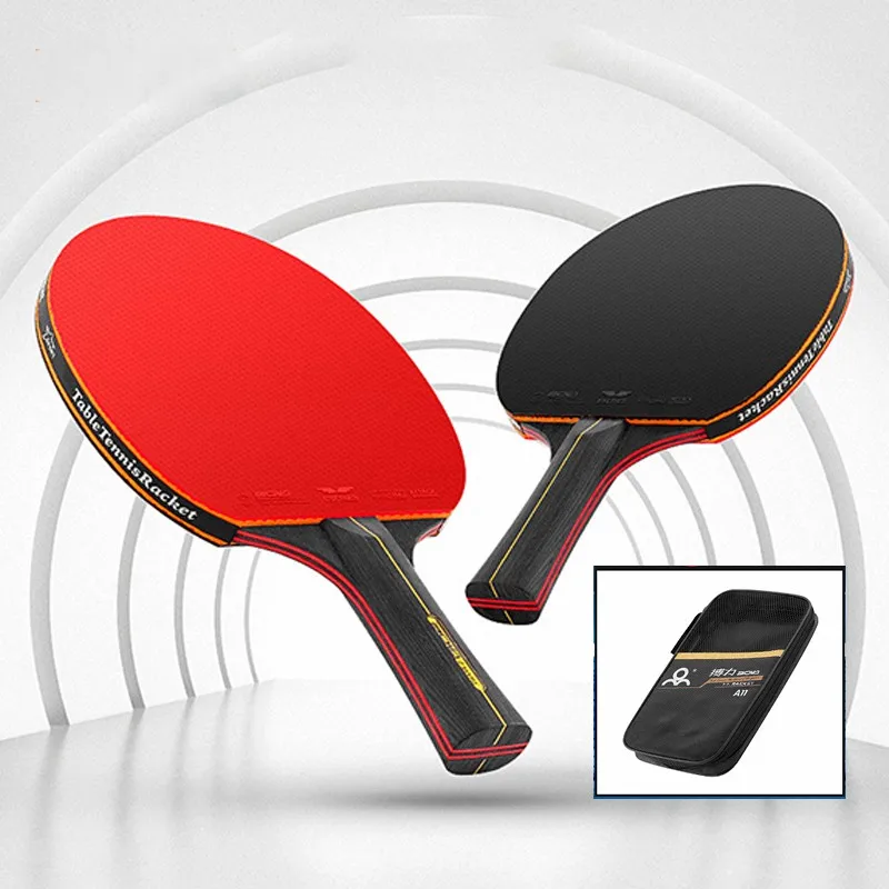 

Table Tennis Racket 2PCS Professional Ping Pong Racket Set Pimples-in Rubber Hight Quality Blade Bat Paddle with Bag