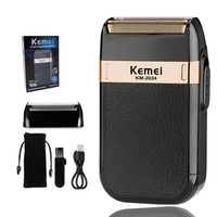 Kemei Electric Shaver For Men Fashionable Men's Leather Shell Waterproof Rechargeable Professional Beard Trimmer Razor KM-2024
