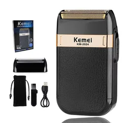 Kemei Electric Shaver For Men Fashionable Men's Leather Shell Waterproof Rechargeable Professional Beard Trimmer Razor KM-2024