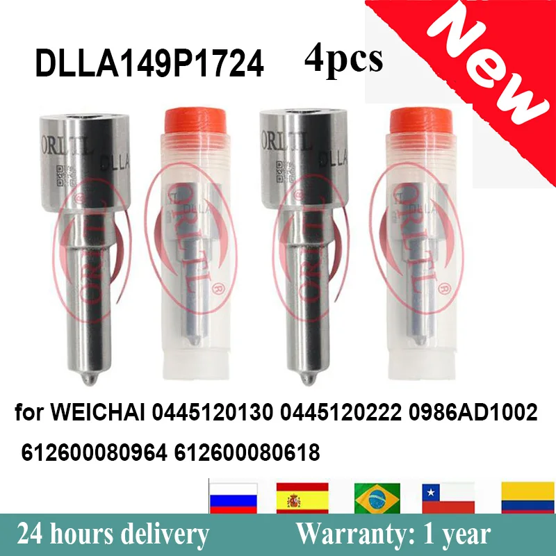 

for Delong Weichai WD10 0445120130 0445120222 0 433 172 058 Diesel Nozzle DLLA149P1724 Commmon Rail Nozzle ORLTL 4PCS