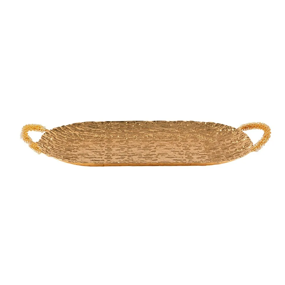 

Desktop Ornament Metal Storage Tray Creative Long Fruit Tray Exquisite Multi-Function Pastry Display Plate Gift