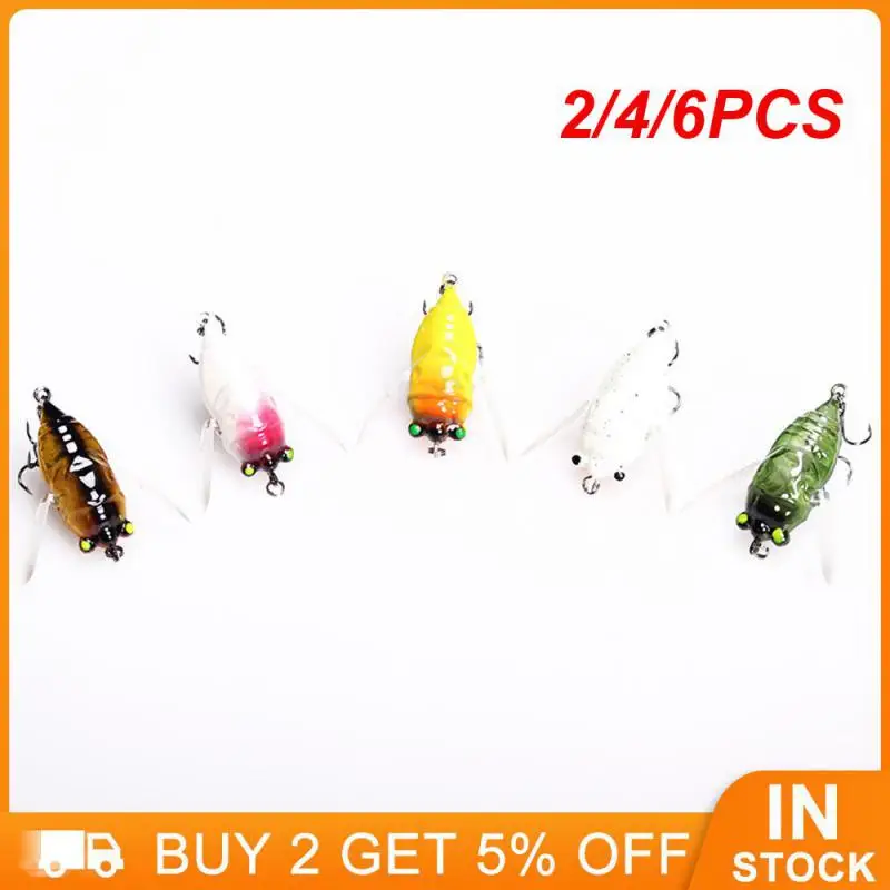 2/4/6PCS Hard Bait Luya Chan Five Colors Available Bionic Cicada Lure 5cm Fake Bait Precise Fish Luring Bait 6g