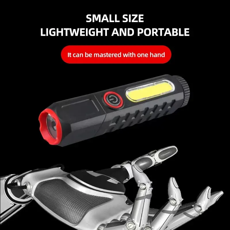 LED Flashlight Magnetic Design Camping Light Emergency Lights Pocket Flashlights Type-C Fishing Running Lights