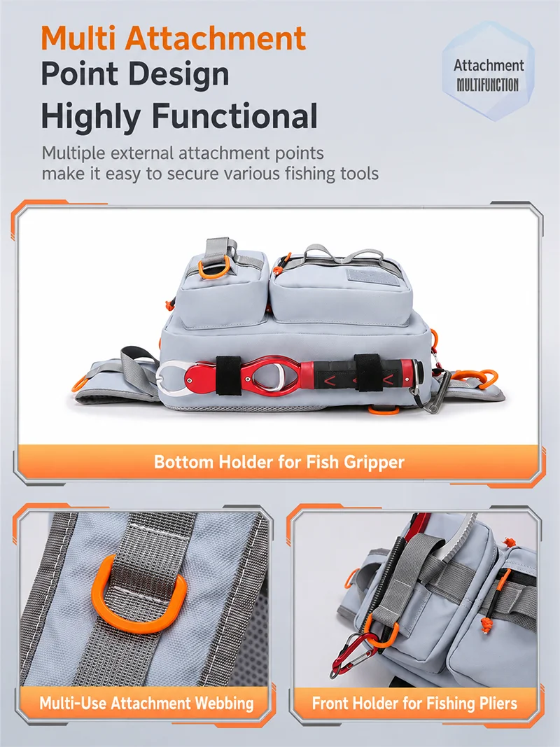 Multifunktionale Angeltasche mit großer Kapazität aus Oxford-Gewebe, verstellbare Schulter- und Hüfttasche für Outdoor-Angeln. – Detail 7