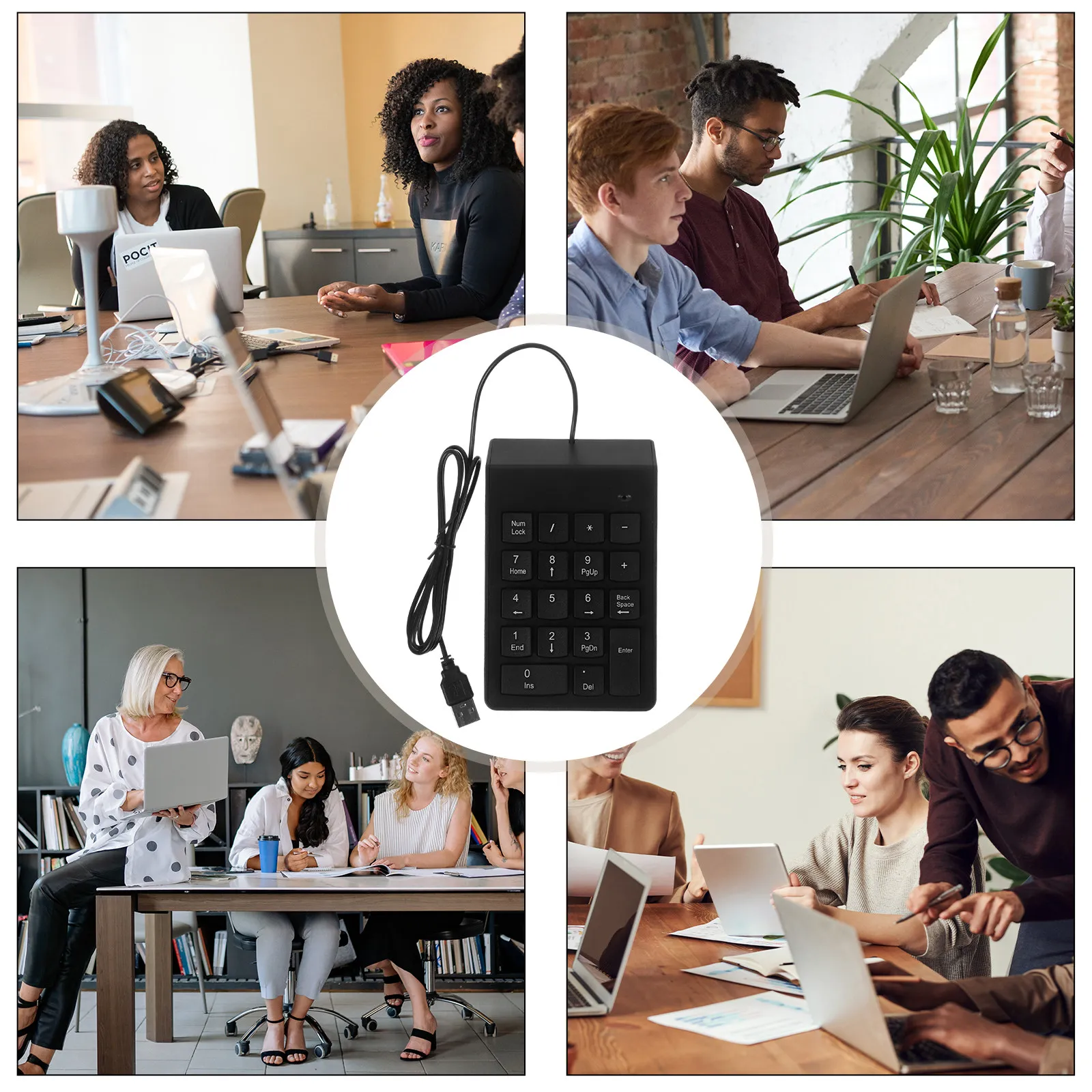 19-Key USB Number Pad Wired Numeric Keypad Compact Portable Keyboard Desktop Accessory for Banking
