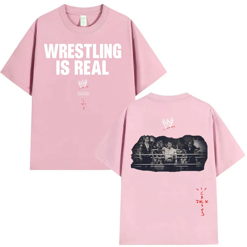 Wrestling Is Real Camiseta de manga curta com gola redonda