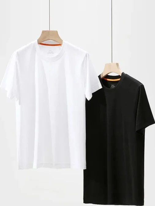 

Элитная роскошь! Мужская летняя футболка из хлопка с обработкой жидким аммиаком, 200 нитей, с охлаждающим эффектом, эластичная, стандартного кроя, с коротким рукавом.