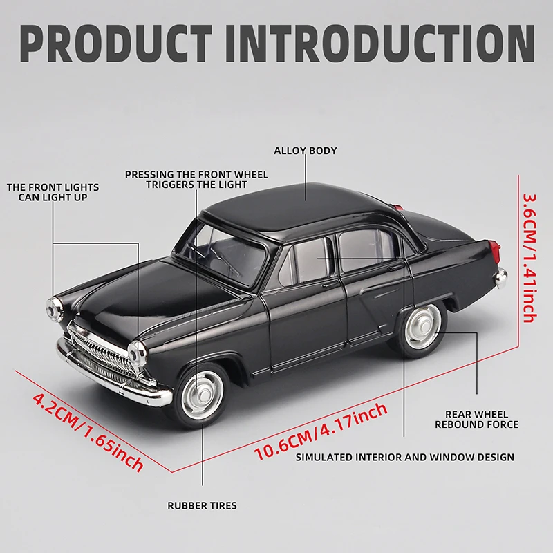 1:43 Волга gaz ГАЗ-21 Alloy Diecast Vintage Car Model Classic Pull Back Miniature Vehicle Replica For Collection Gift