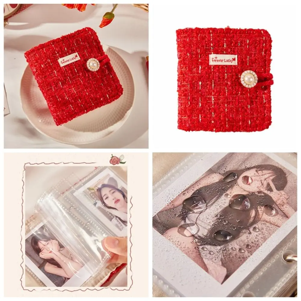 

20 Card Position 3 Inch Postcard Organiser Portable Tear Resistant Idol Photo Card Collector Red Loose Leaf Card Album DIY