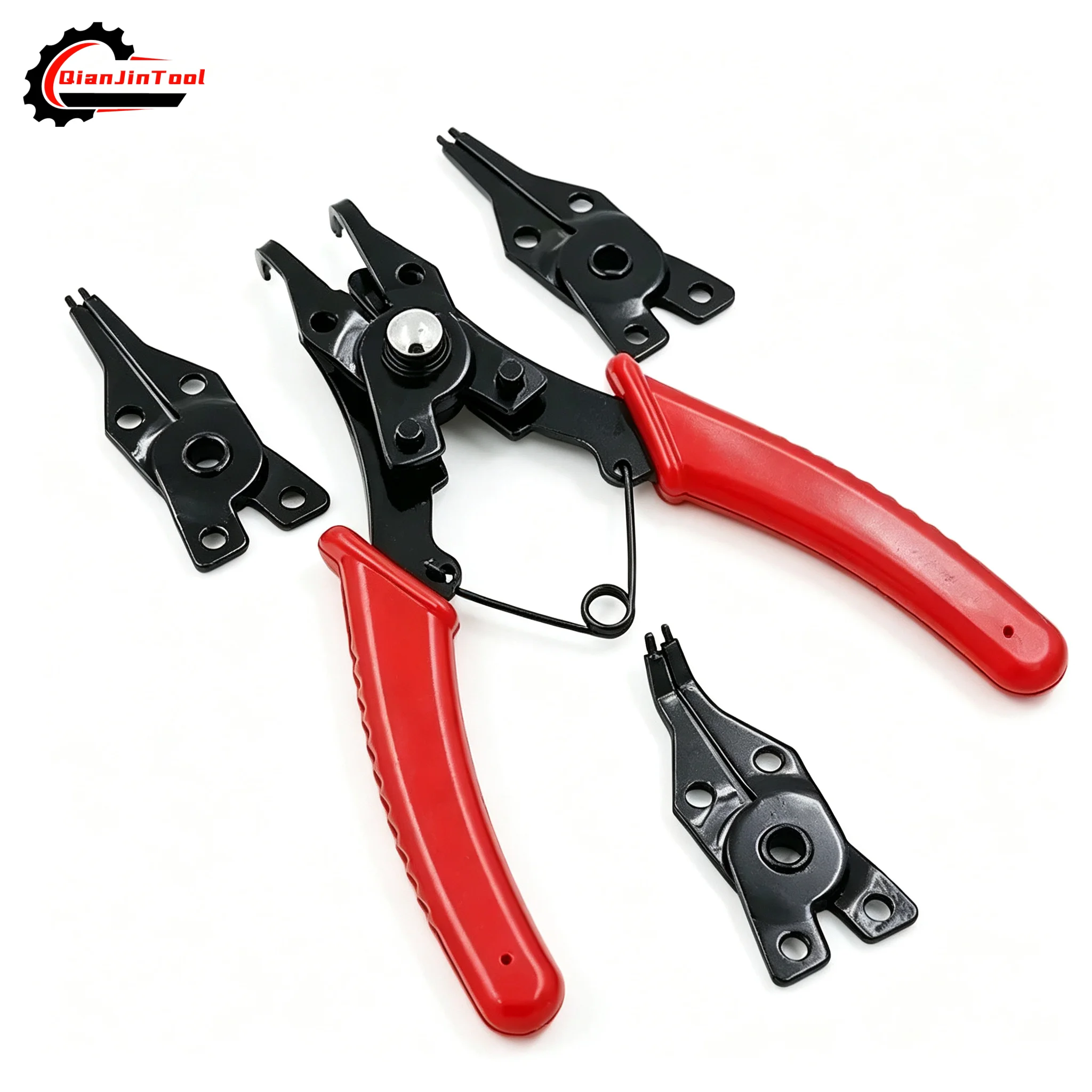 4 In 1 Circlip Plier Set Snap Ring Plier Interchangeable Jaw Head Ring Remover Installing Auto Machinery Repair Hand Tool Kit