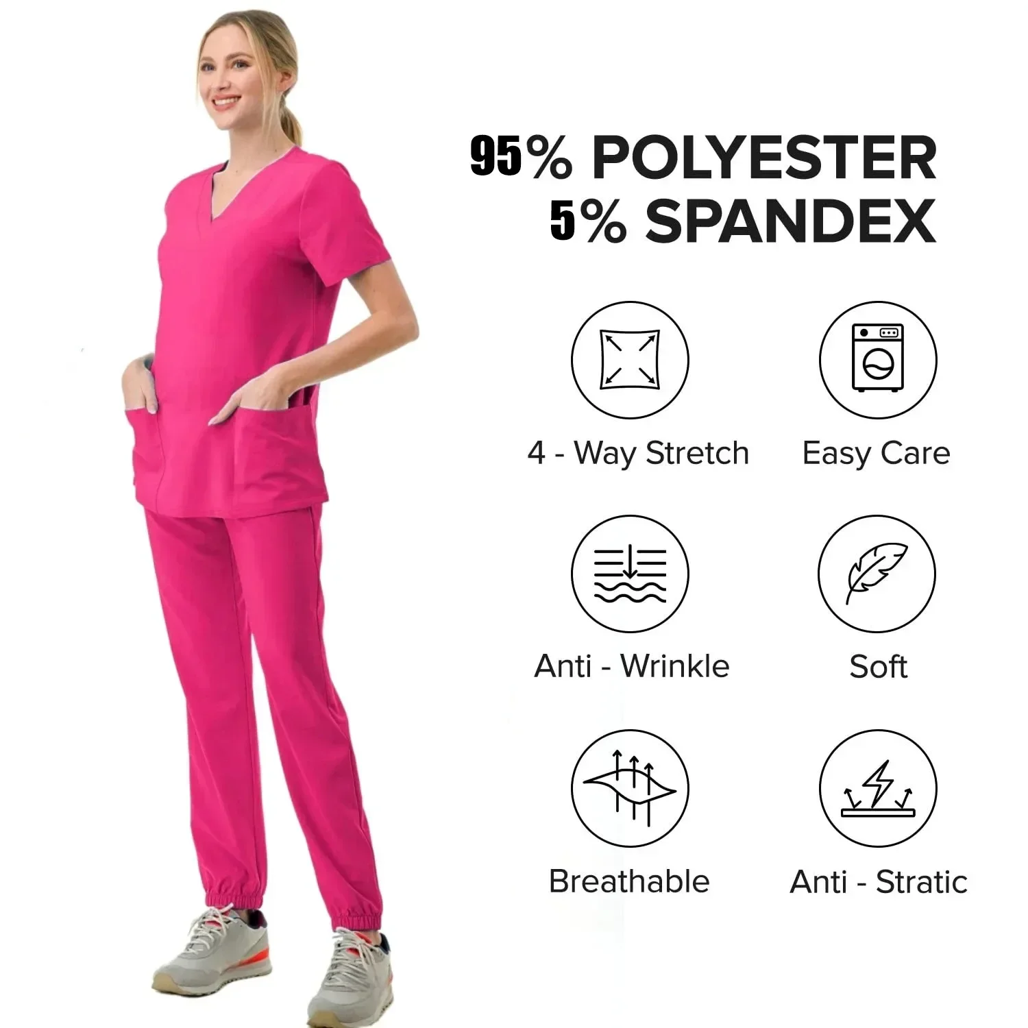 병원 수술복 여성용 스크럽 세트, 의료 유니폼, 의사 간호사 액세서리, 치과 클리닉 스크럽 세트, 미용실 작업복