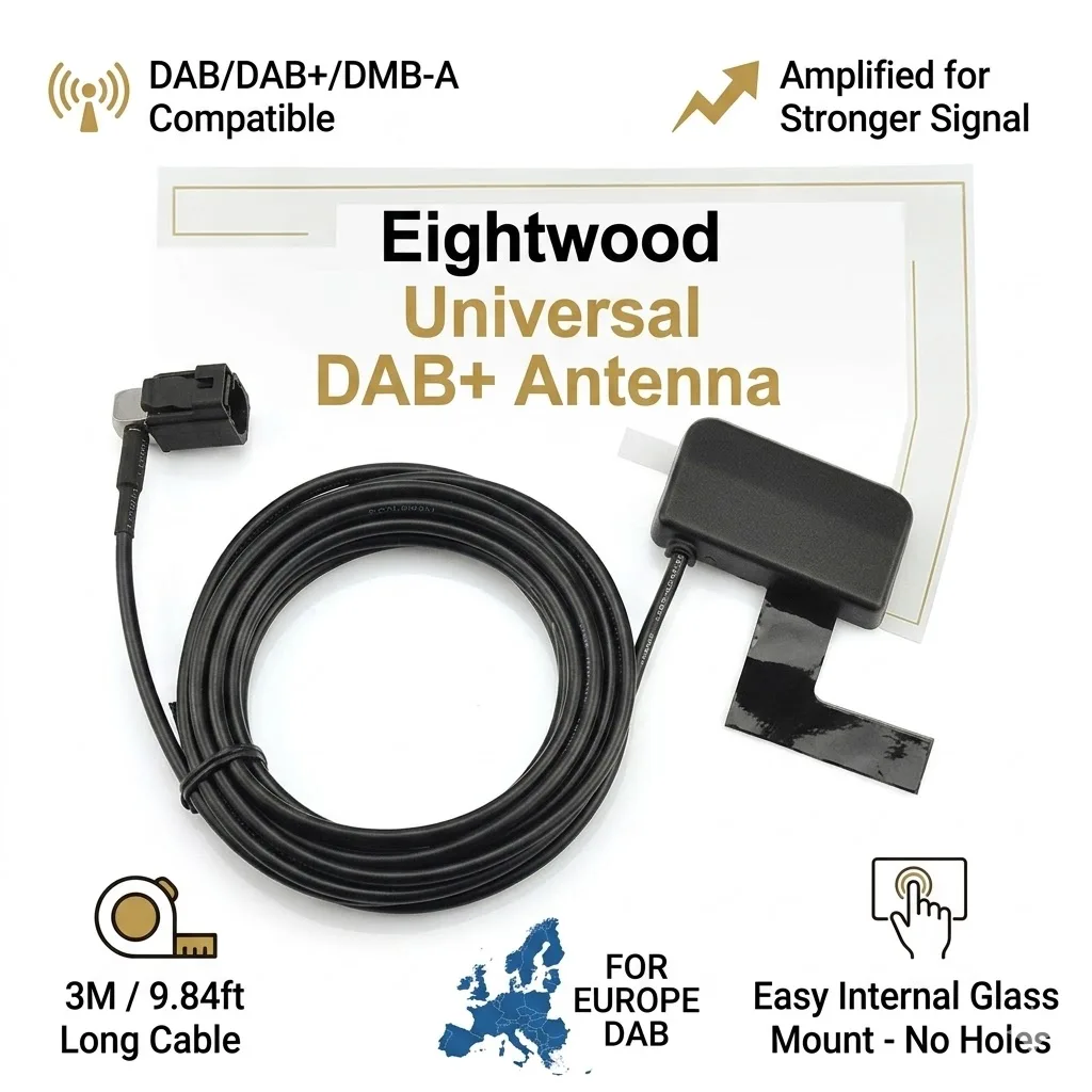 

Универсальная автомобильная антенна Eightwood DAB DAB + удлинитель радиоантенны Fakra разъем усиленное внутреннее стеклянное крепление для Европы DAB