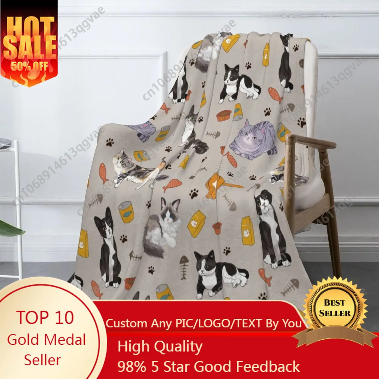 

Cat Pattern Flannel Blanket - Super Soft Flannel Throw Lightweight and Warm Anti-Pilling - Cozy for Bed Couch Camping Gift