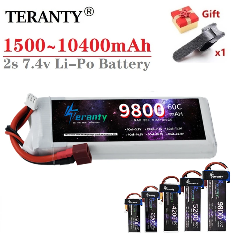 7.4v 2S Lipo 배터리, 1500mah, 1800mah, 2200mah, 3000mah, 4200mah, 5200mah, 6000mah, 7200mah, 10400mah, XT90/XT60/T RC 부품, 7.4v 배터리