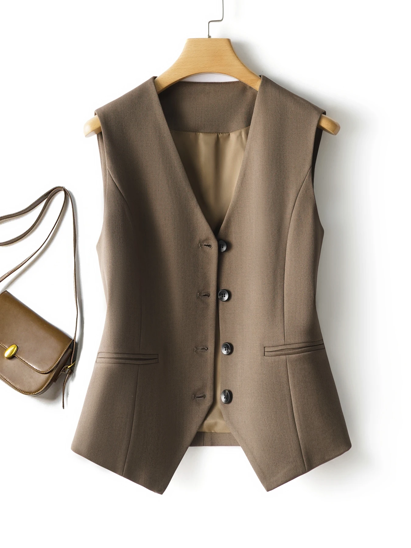 

V neck short womens vest spring and autumn workplace elegant slimming top vest