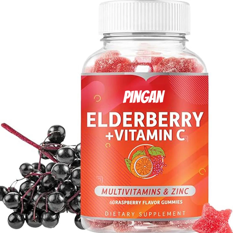 

Elderberry Gummies Contain Vitamin C, Propolis, Echinacea, and Black Elderberry Immune Vitamin Supplements