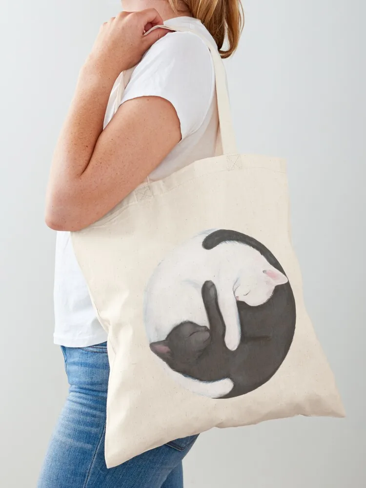 

Yin Yang Balancing Cats Tote Bag custom canvas bag personalized tote shopping bag Lady bags