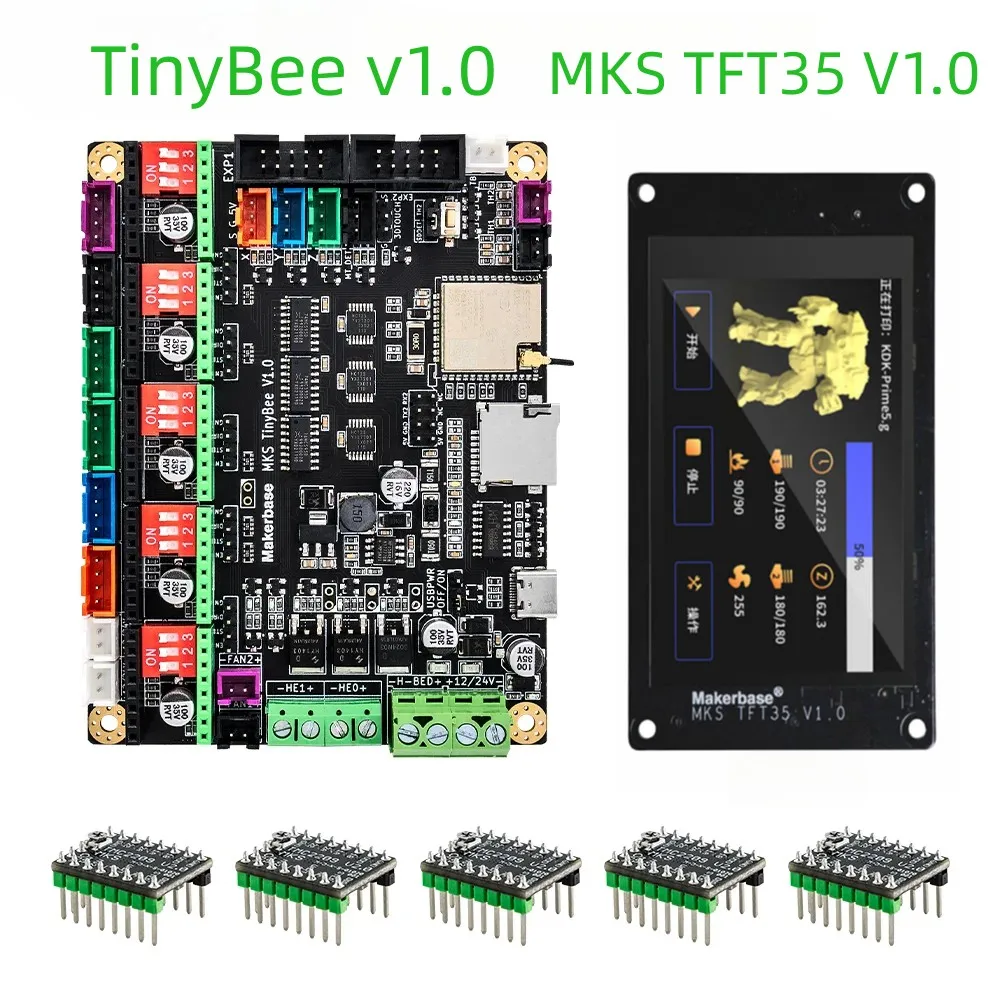 

MKS TinyBee v1.0 3D Printer Control Board ESP32 TMC2209 2208 Driver Touch MKS TS35 Display wifi Control 3D Printer Accessories