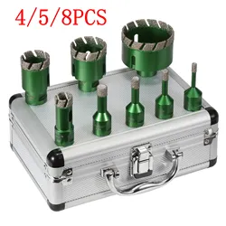 4/5/8Pcs Diamond Dry Drill Bits Hole Saw Kit For Ceramic Tile Granite Marble M14 Thread Cyclone Type Masonry Hole Opener Tools