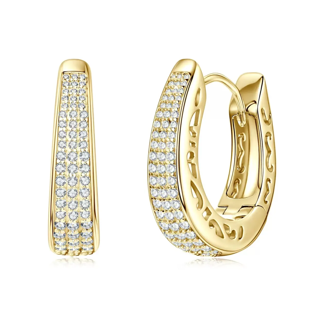 

Full Iced Out Moissanite U Shape Hoop Earrings 925 Sterling Silver Plated 14k Gold Fine Women Jewelry Diamond Earrings Pass Test