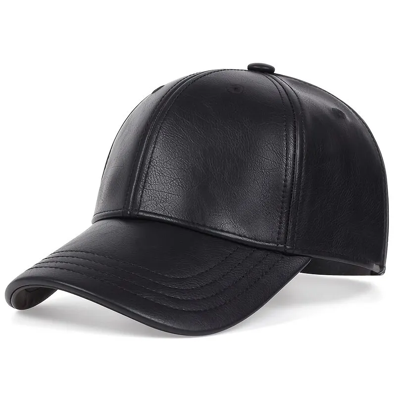 Pu Leather Baseball Caps Spring and Autumn Outdoor Adjustable Casual Hats Sunscreen Hat