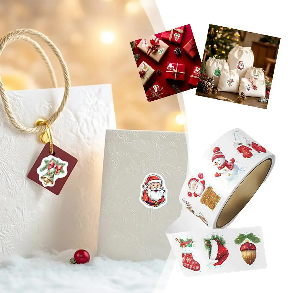 2.5cm / 0.99" Laser Cartoon Christmas Stickers Christmas Sticker Wrapping Stickers Stationery Label Reward Gift Scrapbook R9Q3