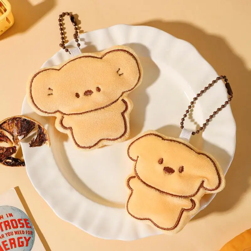 1/2 pièces mignon dessin animé Simulation Biscuit ours en peluche pendentif porte-clés Kawaii peluche poupée sac à dos pendentif accessoires décoratifs