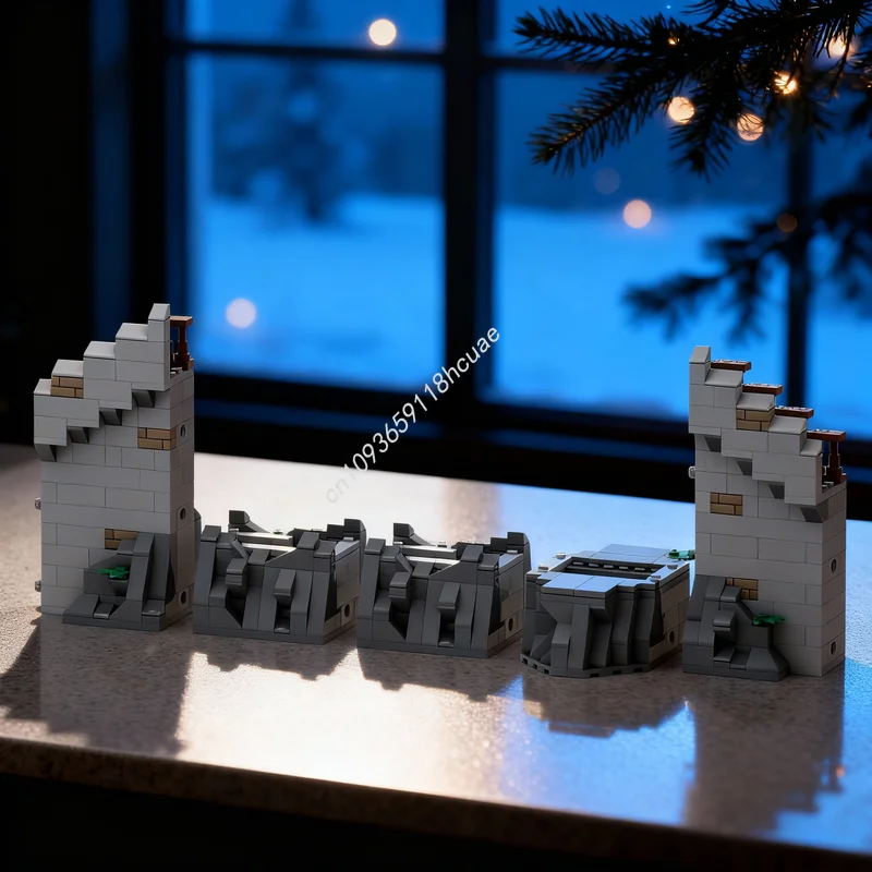 

498 деталей MOC: Модульный набор для сборки уличного пейзажа и замковых стен, архитектурные строительные блоки, креативный подарок на Рождество, идея для творчества