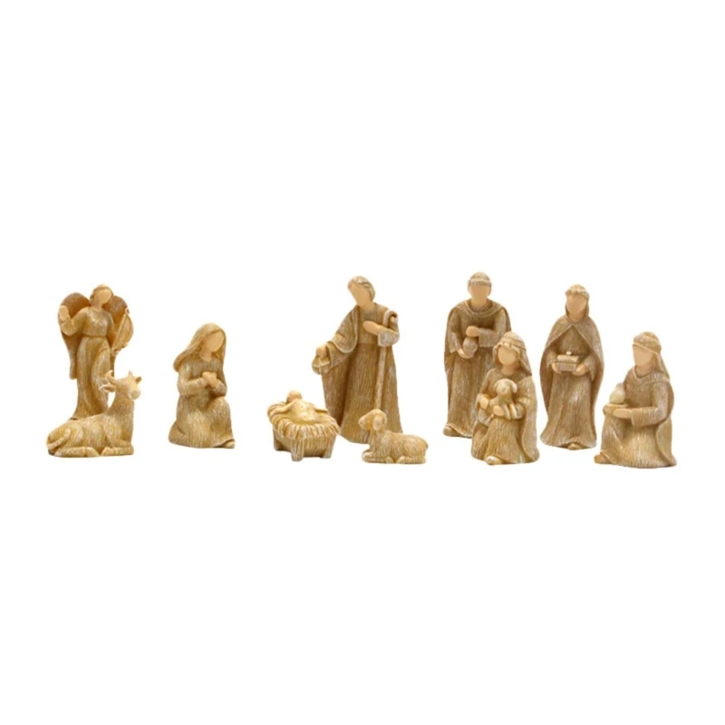 Set of 10 Nativity Figurines Religious Baby Holy Family Christmas Nativity Scene Statue Ornament Home Church DropShipping