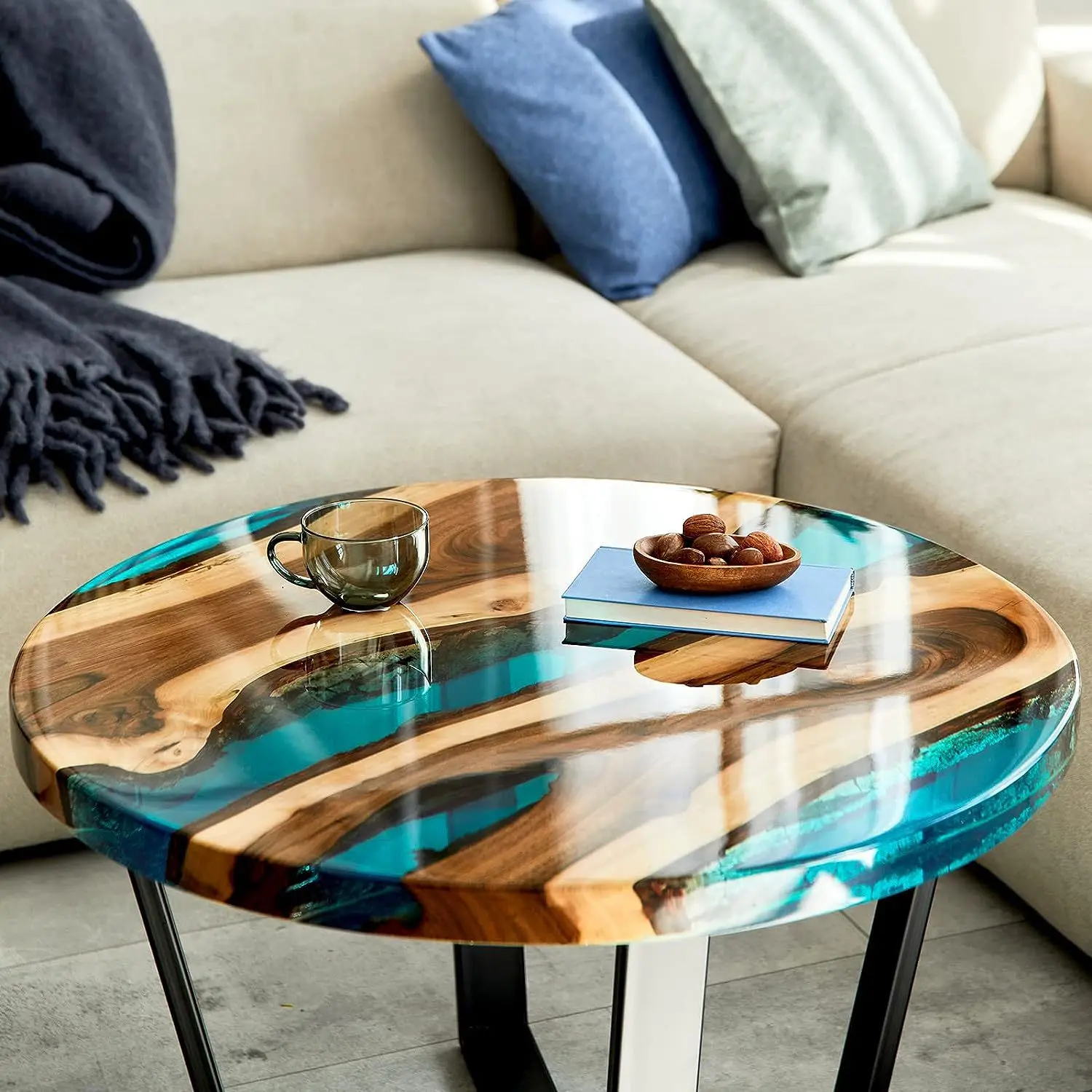 60cm Ocean Round rectangle Table Resin Mold Oversize Round Table Ornaments River Table Silicone Mold Resin Casting Making Mould