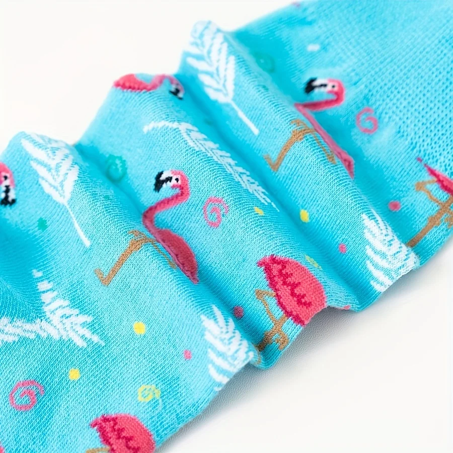 Calcetines de algodón con patrón de Flamenco de dibujos animados para hombre, medias de tubo medio, nuevo, otoño e invierno, un par