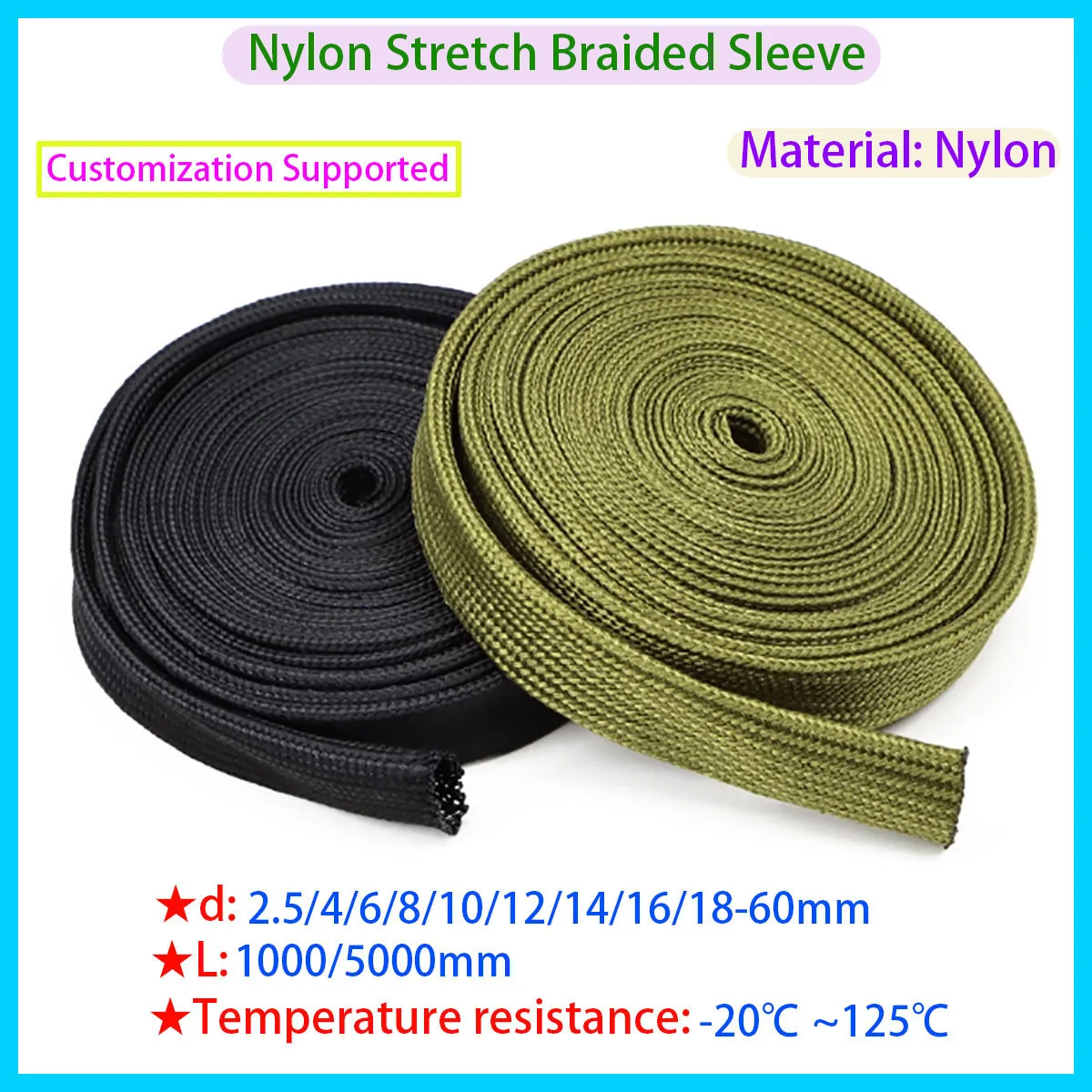 

Cable Conduit Nylon Braided Insulation High-density Polyamide Wire Protective Cover 2.5mm-60mm