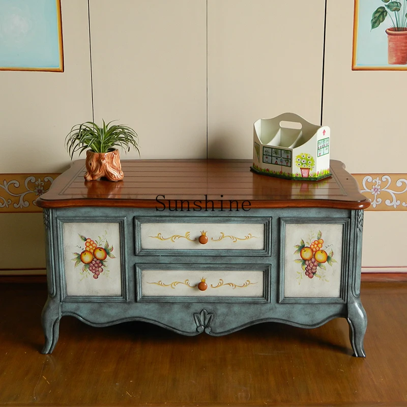 

European painted coffee table living room storage coffee table