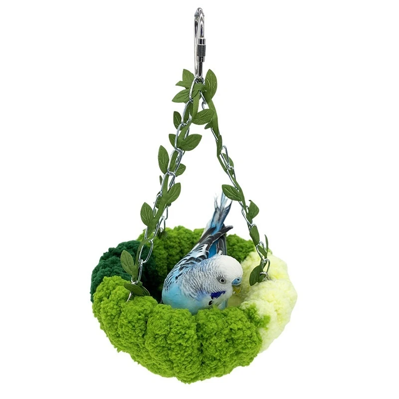 Hamac chaud pour animaux de compagnie, série Green Forest, accent d'oiseau, jouet amusant pour animaux de compagnie, balançoire en peluche, décoration de chambre à beurre, rangement, cadeau mignon, nouveau