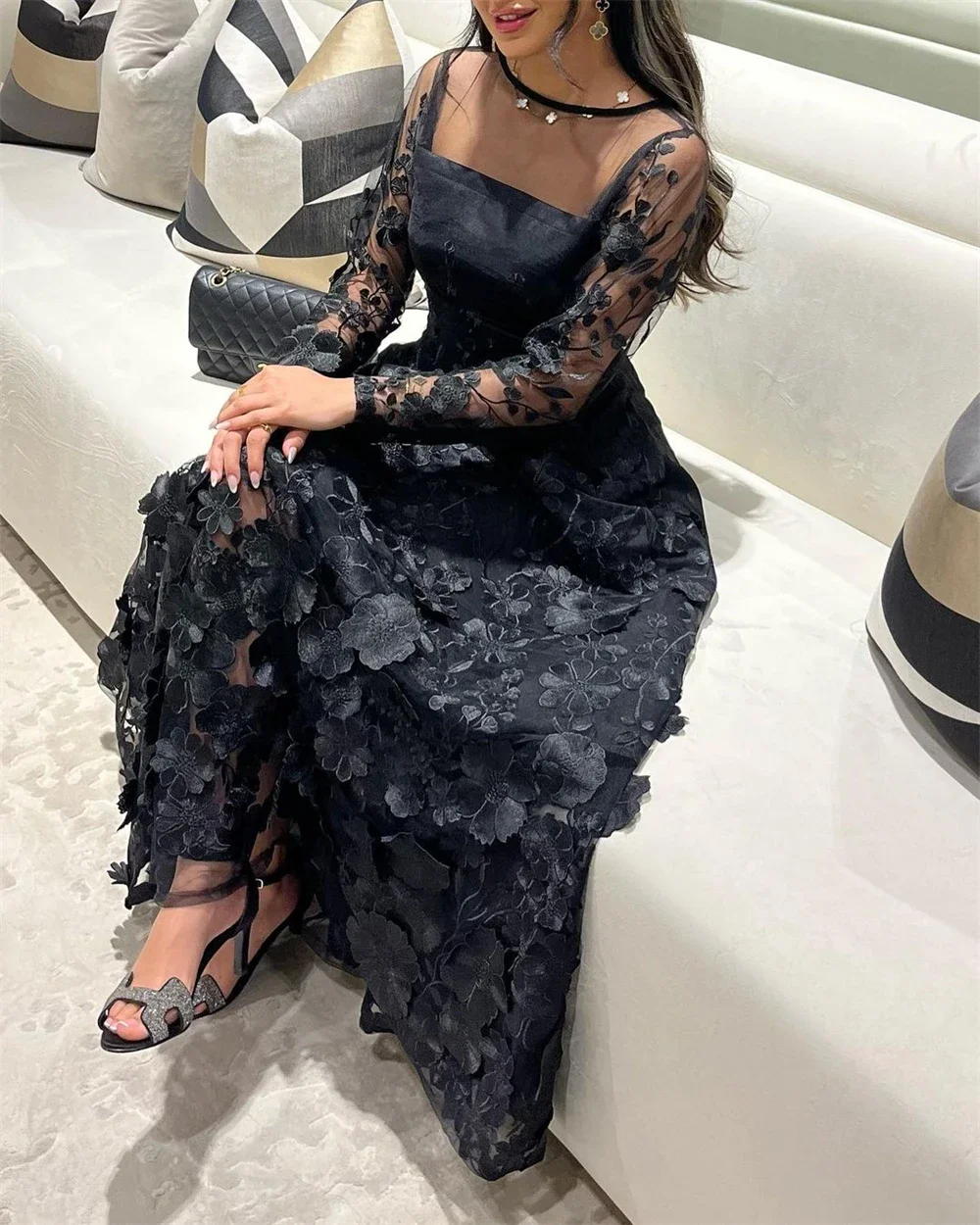 Customized Jiayigong Sexy Fashion Sheer Straps A-line Applique Tulle Formal Occasion Gown dresses for women 2023 weddings party