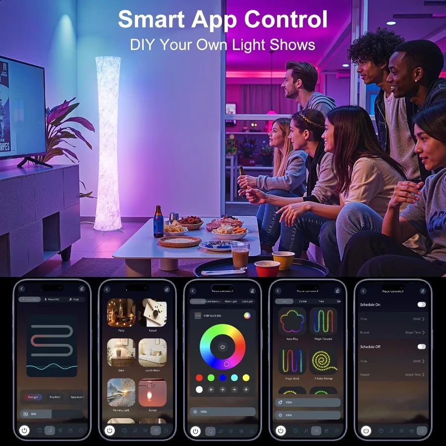 Lampada da terra 61'' Lampada angolare LED RGB intelligente con sincronizzazione musicale e 16 milioni di colori fai-da-te 3 temperature di colore APP telecomando Colo