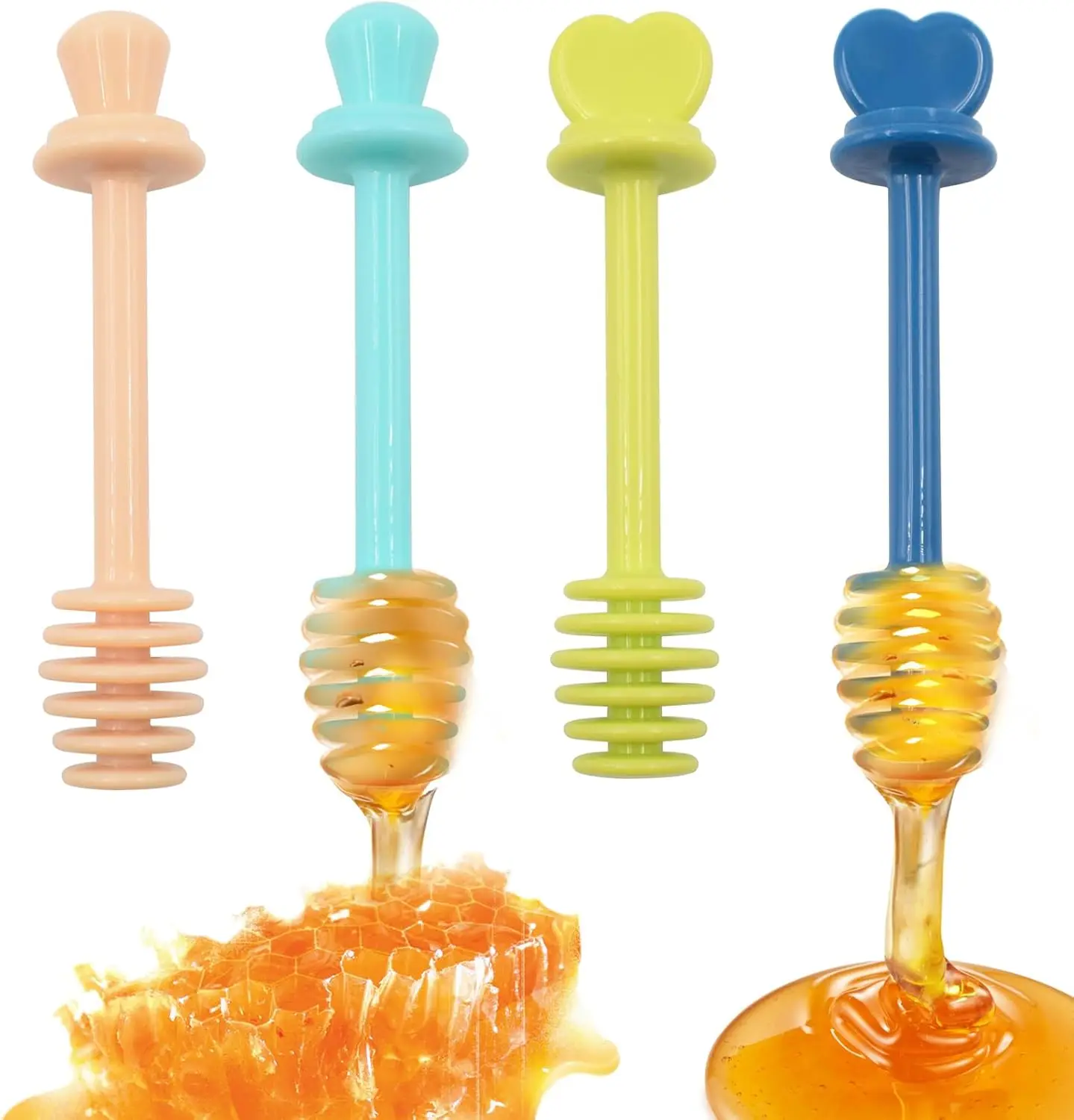 4pcs Honey Dipper Sticks PP Honey Dipper 5 Inch Large Honeycomb Sticks Plastic Honey Stirrer Stick for Honey Jar Dispense Drizzl