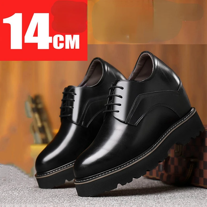 Extra-high Men\'s Shoes 14cm Elevator Rare Inner Height-enhancing Wedding Leather Shoes Ultra-high Heels Business Stage Shoe Male