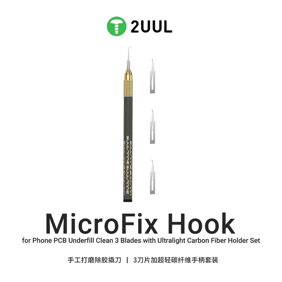 2UUL DA12 MicroFix Hook Manual Grinding And Gluing Removal Pry Knife For Phone Motherboard PCB/IC Underfill Cleaning Scraper