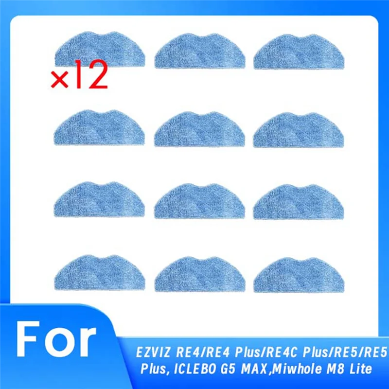 

AT02-12 PCS Cleaning Rag For EZVIZ RE4/RE4 Plus/RE4C Plus/RE5/RE5 Plus, ICLEBO G5 MAX,Miwhole M8 Lite Robot Vacuum