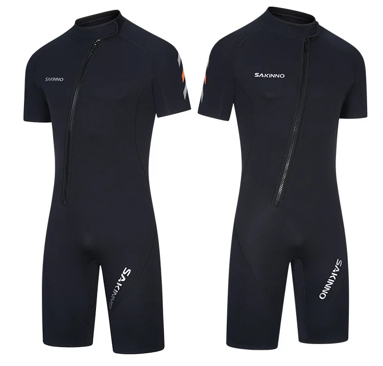 2mm Neoprene Shorty Mens Wetsuit UV-proof Front Zip Lycra Shorty Sleeves Diving Suit for Surf Snorkeling