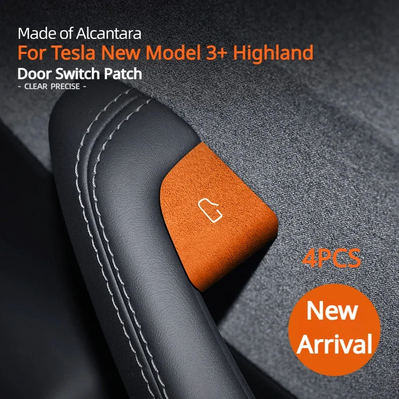 Adesivo Patch interruttore porta per Tesla nuovo modello 3 + Highland 2024 Alcantara adesivo interno in pelle scamosciata accessori decorativi