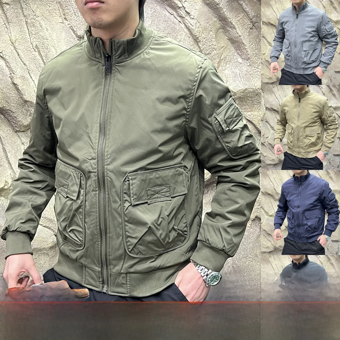 

American Sle Heavyweight MA Motorcycle Sle Cotton Jaet Men's Stand Collar Warmth Filled Inner Bunting Autumn Winter Coat