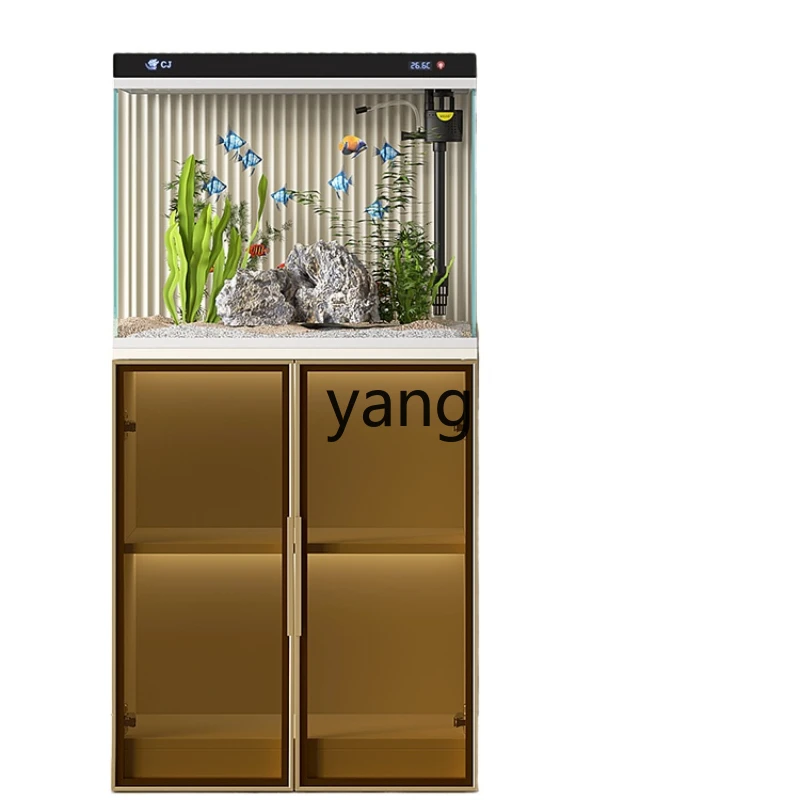 Yjq Super White Glass Household Change Water Ecological Fish Tank Small Floor Fish Globe Landscape All-in-One Cabinet