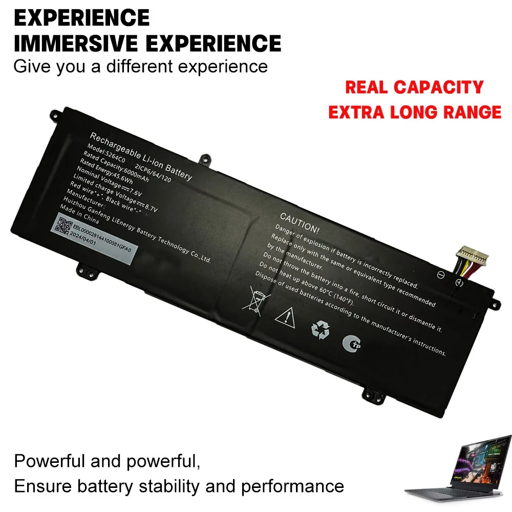 quality assurance Laptop battery 5264C0  high quality 11-pin 10-wire suitable for Haier Leadpie M1 series 7.6V 45.6WH 6000mAh