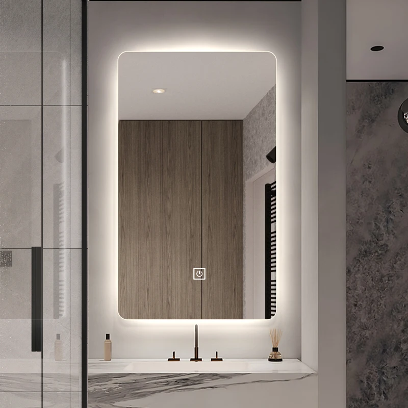 LED bathroom mirror Wall-mounted waterproof and anti-fog touch screen mirror Bathroom smart mirror