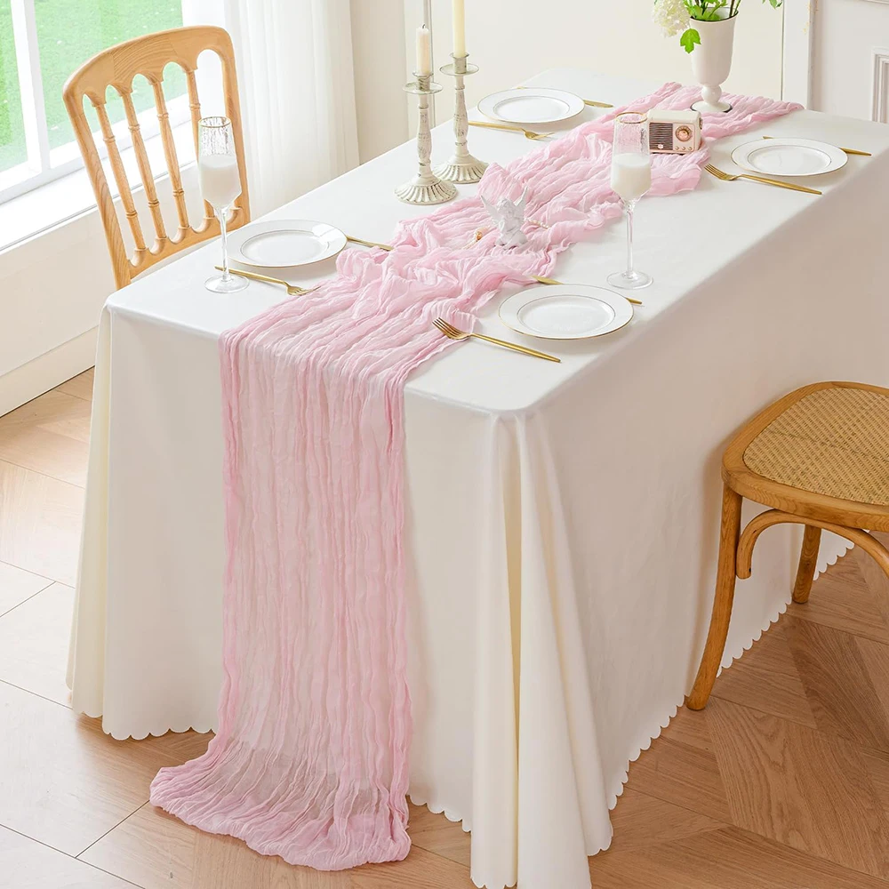 Pink Cheesecloth Table Runner - Wedding Ceremony Supply 评论和价格
